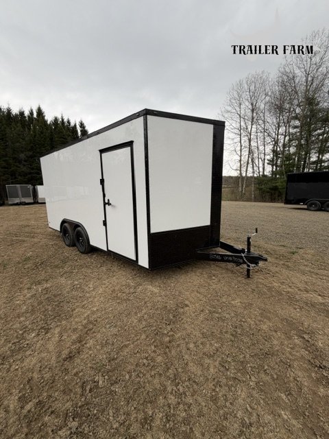 2026 POWER LINE CARGO 8.5X16 ENCLOSED TRAILER BLACKOUT REAR SPOILER