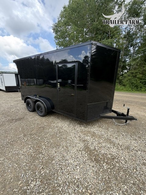 2027 POWER LINE 7X14 ENCLOSED TRAILER BLACKOUT PACKAGE, EXTRA HEIGHT, REAR SPOILER W/ LED LIGHTS