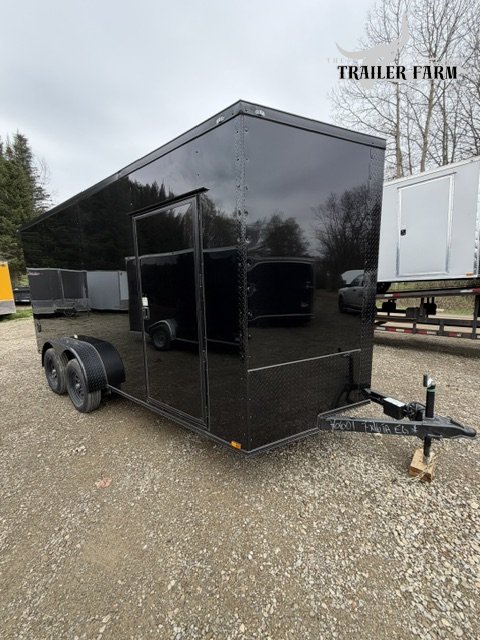 2026 QUALITY CARGO 7X16 ENCLOSED TRAILER BLACKOUT W/EXTRA HEIGHT & REAR SPOILER