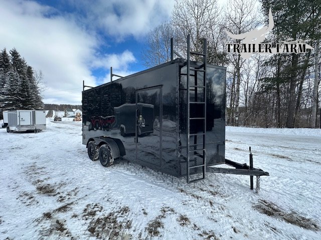 2026 POWER LINE CARGO 7X16 ENCLOSED TRAILER CONTRACTOR PACKAGE 7' BLACKOUT