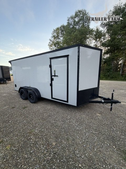 2027 POWER LINE CARGO 7X16 ENCLOSED TRAILER WITH BLACKOUT PACKAGE, REAR SPOILER W/ LED LIGHTS