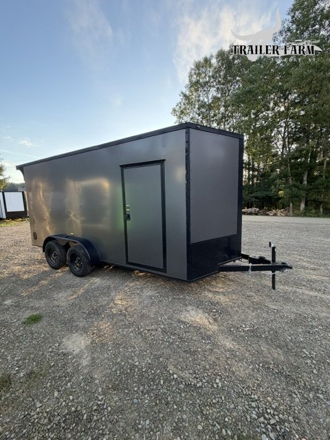 2027 POWER LINE CARGO 7X16 ENCLOSED TRAILER WITH BLACKOUT PACKAGE, REAR SPOILER W/ LED LIGHTS
