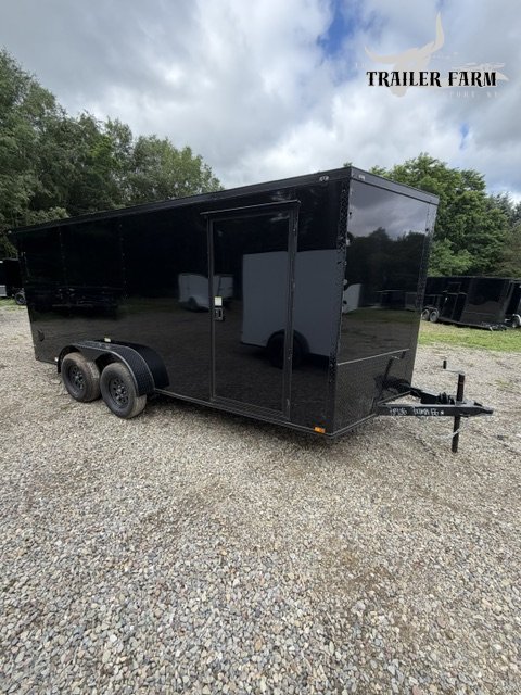2027 QUALITY CARGO 7X16 ENCLOSED TRAILER, BLACKOUT PACKAGE AND REAR SPOILER W/ LED LIGHTS