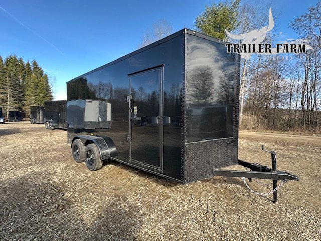 2026 POWER LINE CARGO 7X16 ENCLOSED TRAILER BLACKOUT W/EXTRA HEIGHT