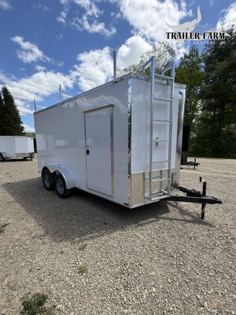 2026 QUALITY CARGO 7X14 ENCLOSED TRAILER V-NOSE,EXTRA HEIGHT, WALK ON ROOF, LADDER RACKS,ACCESS LADD