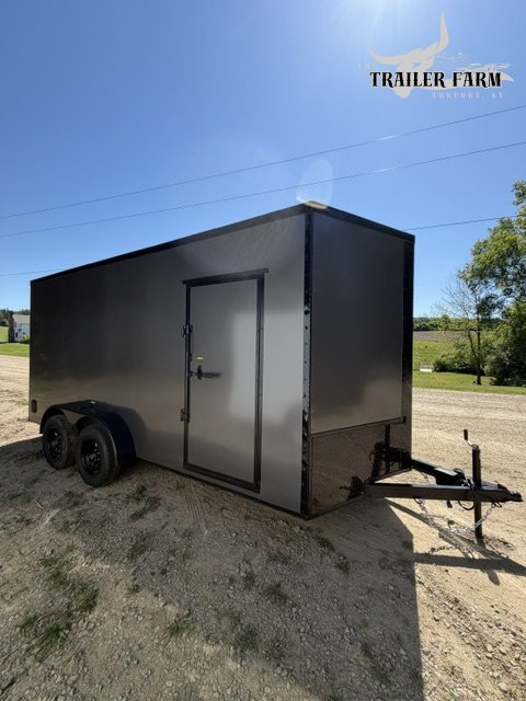 2026 POWER LINE 7X16 ENCLOSED TRAILER, BLACKOUT PKG,EXTRA HEIGHT