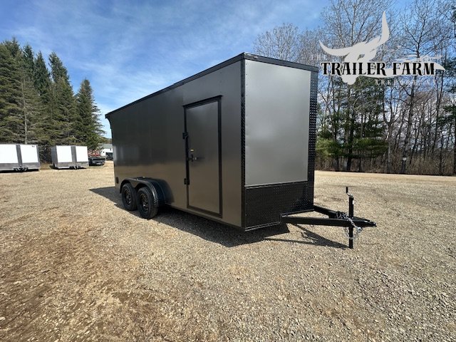 2026 POWER LINE CARGO 7X16 ENCLOSED TRAILER BLACKOUT W/EXTRA HEIGHT