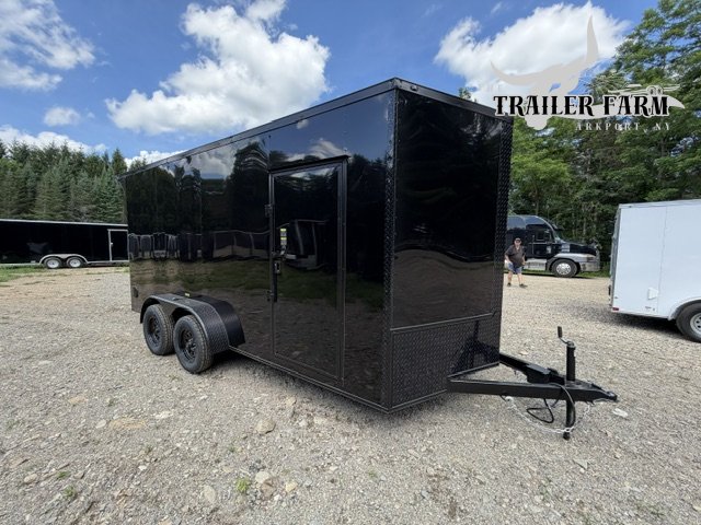 2026 POWER LINE 7X16 ENCLOSED TRAILER, BLACKOUT PKG,EXTRA HEIGHT, REAR SPOILER W/LED LIGHTS