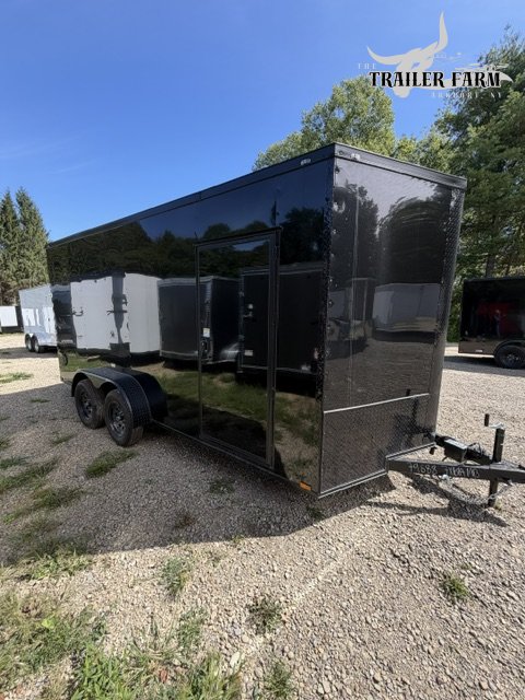 2027 QUALITY CARGO 7X16 ENCLOSED TRAILER, BLACKOUT PACKAGE, EXTRA HEIGHT, 1 PC ROOF, D-RINGS