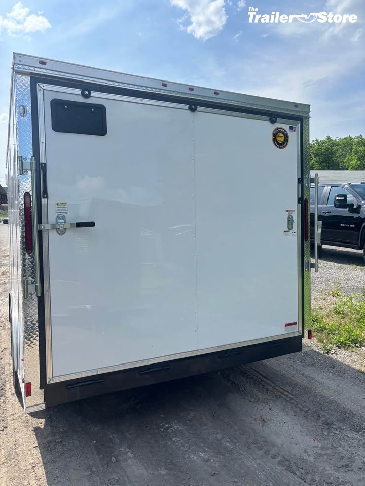 ALL WORLD TRAILER 8.5X16 ENCLOSED, WHITE, RAMP DOOR, 7' CEILING
