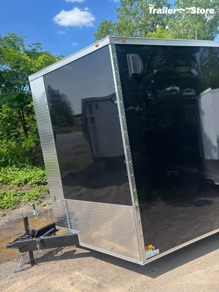 ALL WORLD TRAILER 8.5X16 ENCLOSED, BLACK, RAMP DOOR, 7' CEILING