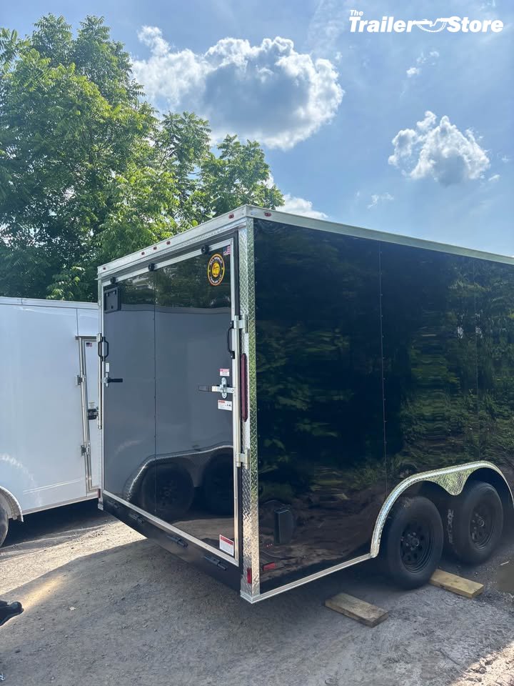 ALL WORLD TRAILER 8.5X16 ENCLOSED, BLACK, RAMP DOOR, 7' CEILING