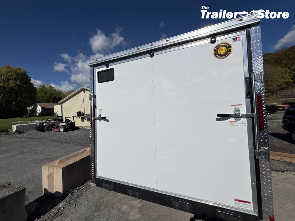 ALL WORLD TRAILER 8.5X14 ENCLOSED, WHITE, RAMP DOOR, 7' CEILING