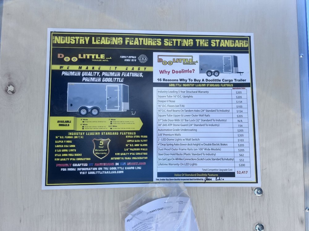 2025 DOOLITTLE 7X14X6.5 ENCLOSED CARGO TRAILER