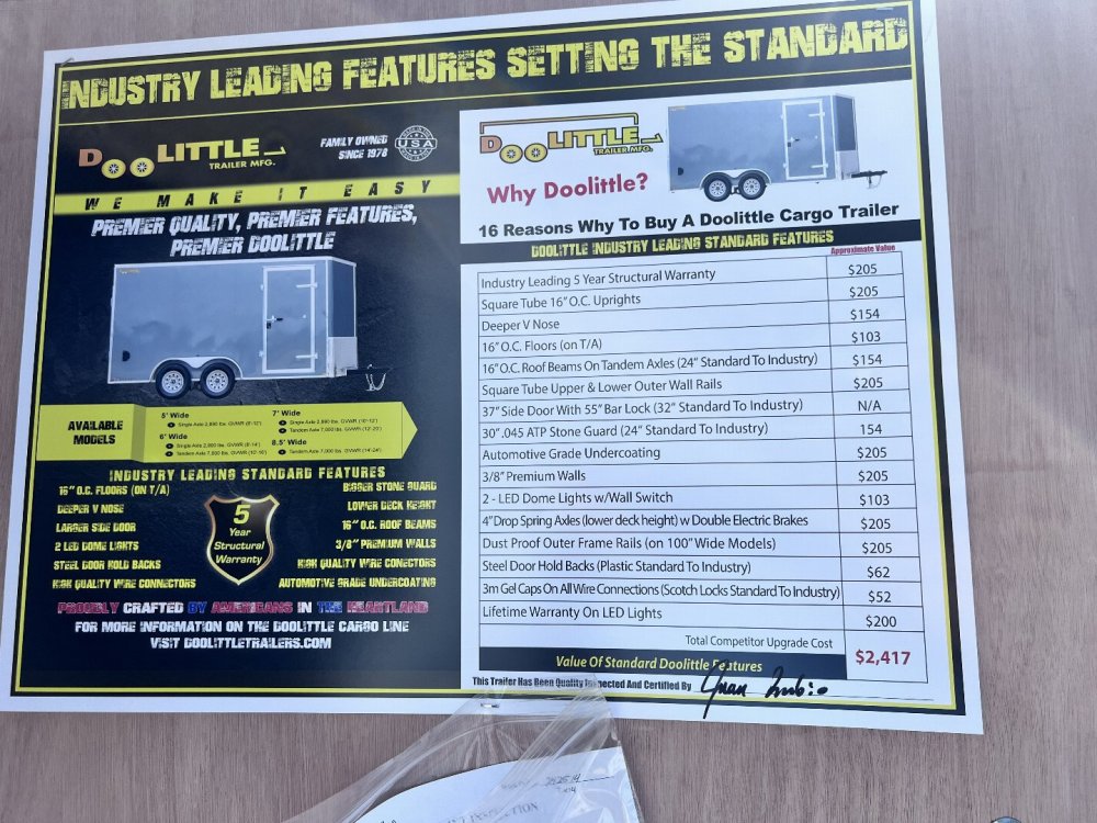 2025 DOOLITTLE 7X14X6.5 ENCLOSED CARGO TRAILER