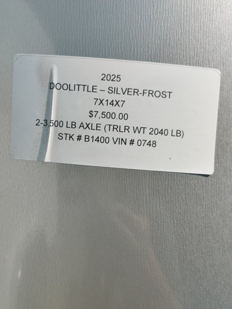 2025 DOOLITTLE 7X14X7 ENCLOSED CARGO TRAILER W/ BARN DOORS