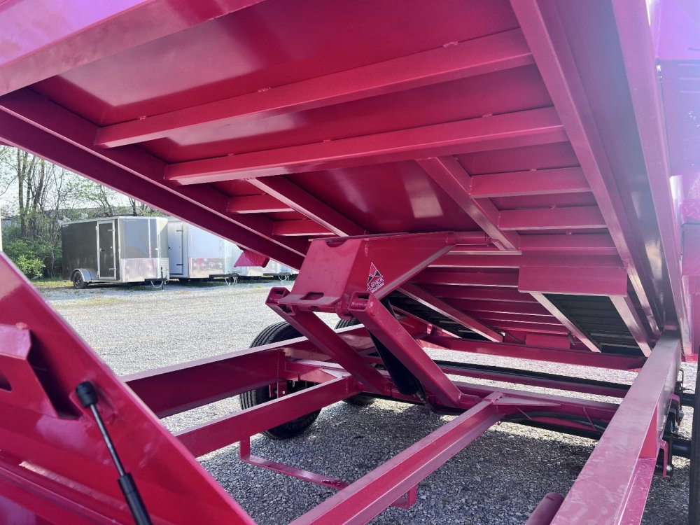 2026 IRON BULL 83X14 DUMP TRAILER IN RED W/ SCISSOR HOIST AND I-BEAM FRAME