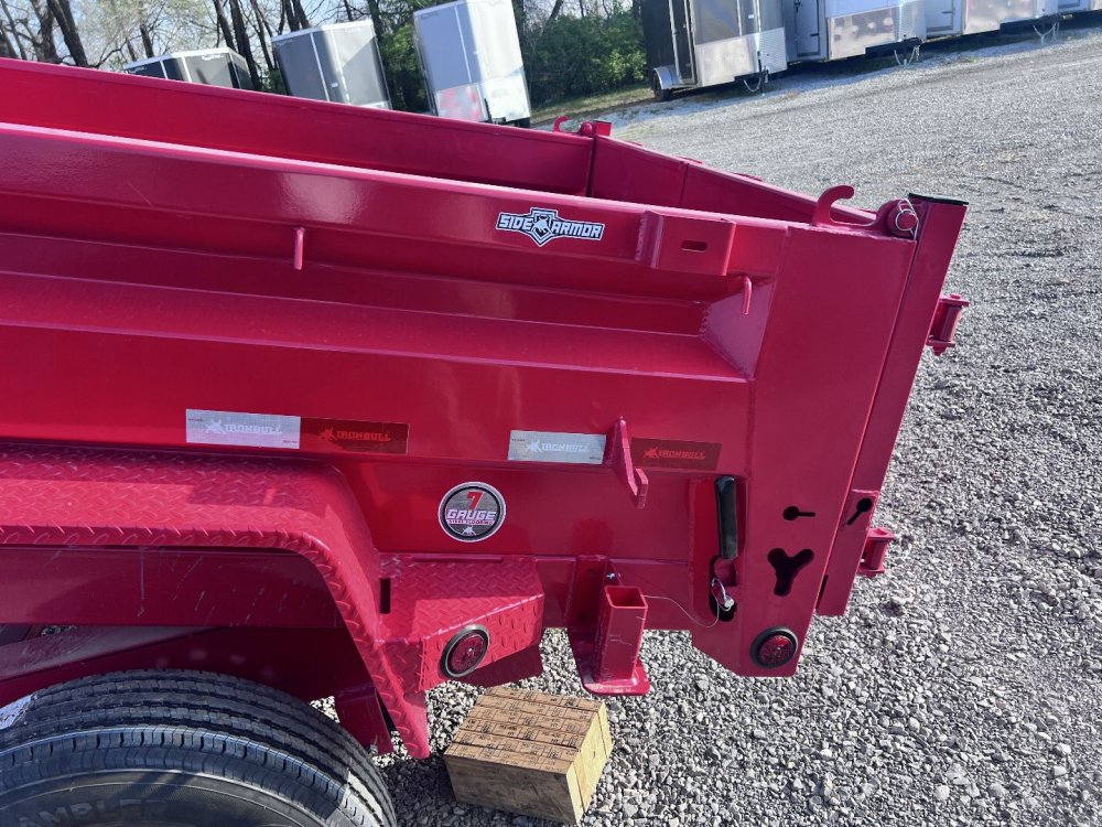 2026 IRON BULL 83X14 DUMP TRAILER IN RED W/ SCISSOR HOIST AND I-BEAM FRAME