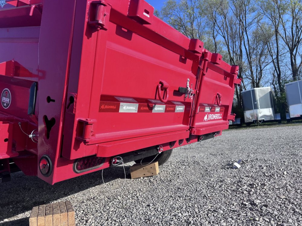 2026 IRON BULL 83X14 DUMP TRAILER IN RED W/ SCISSOR HOIST AND I-BEAM FRAME