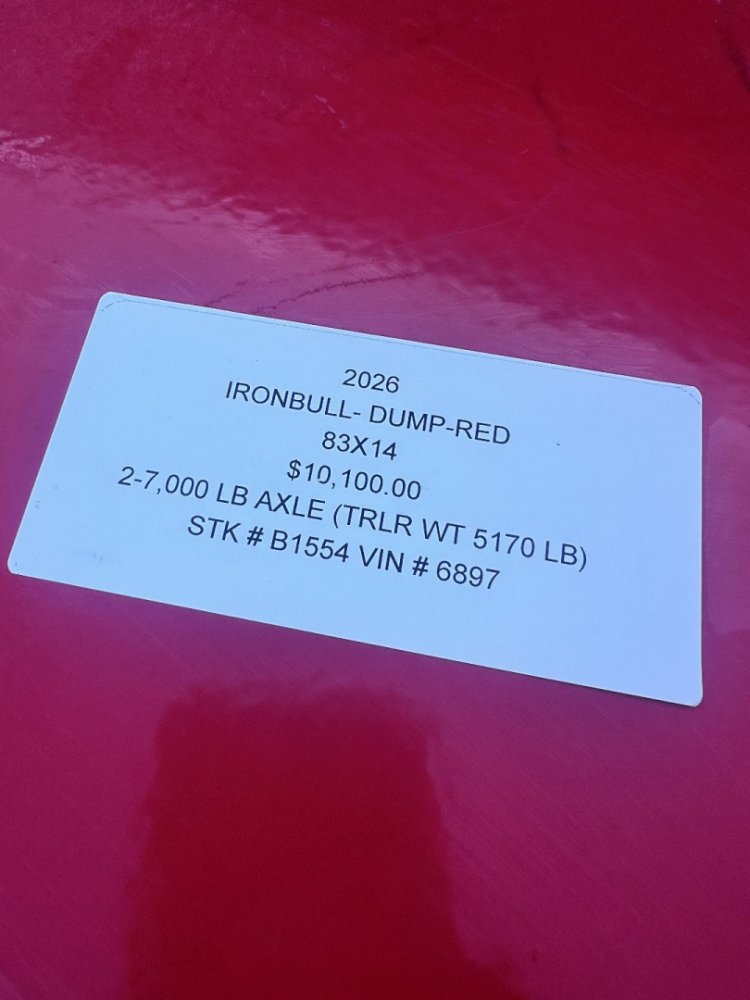 2026 IRON BULL 83X14 DUMP TRAILER IN RED W/ SCISSOR HOIST AND I-BEAM FRAME