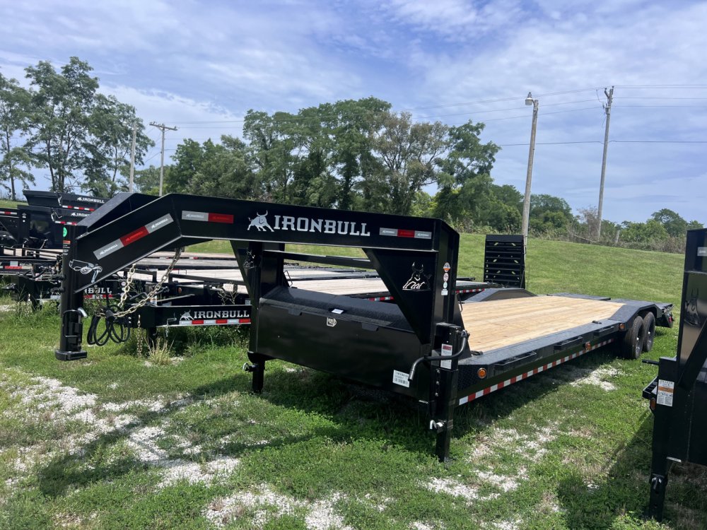 2024 IRON BULL 102X32 GOOSENECK EQUIPMENT TRAILER W/ DRIVE OVER FENDERS AND WINCH PLATE