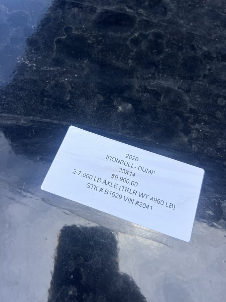 2026 IRON BULL 83X14 DUMP TRAILER W/ SCISSOR HOIST AND I-BEAM FRAME