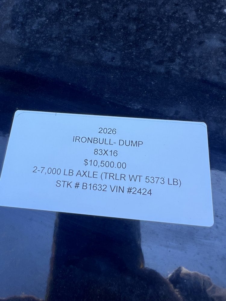 2026 IRON BULL 83X16 DUMP TRAILER W/ SCISSOR HOIST AND I-BEAM FRAME