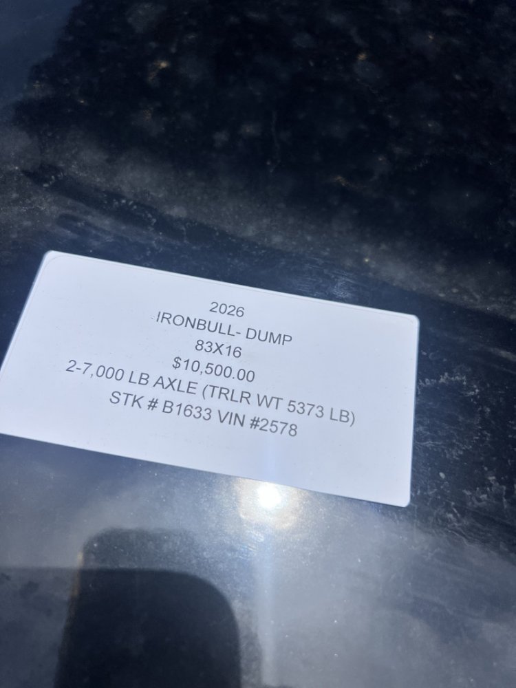 2026 IRON BULL 83X16 DUMP TRAILER W/ SCISSOR HOIST AND I-BEAM FRAME