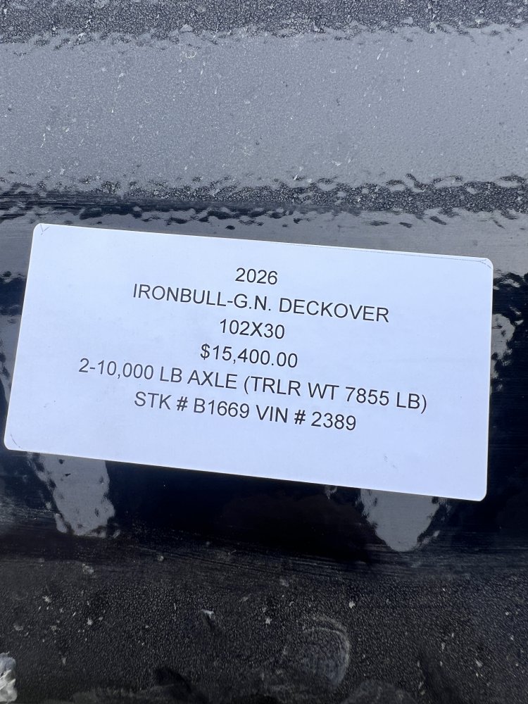 2026 IRON BULL 102 X 30 GOOSENECK DECKOVER FLATBED TRAILER W/10K AXLES