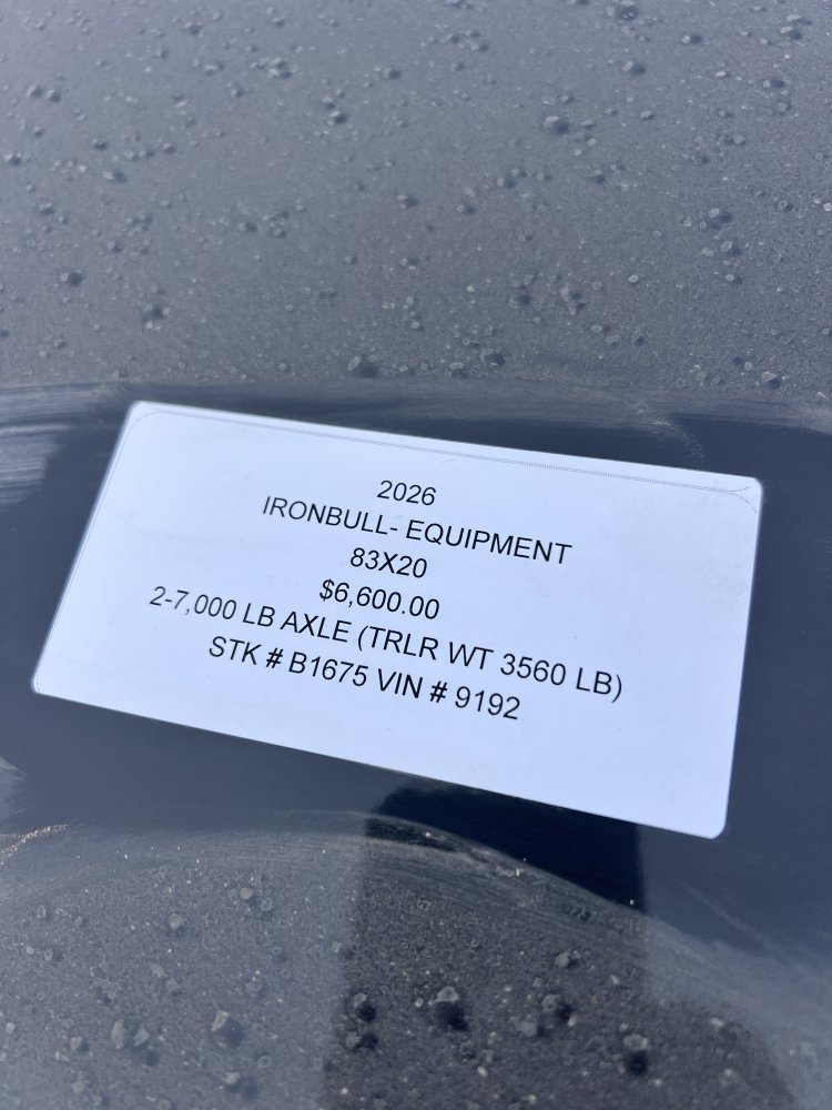 2026 IRON BULL 83X20 EQUIPMENT TRAILER W/7K AXLES, I-BEAM FRAME AND RAMPAGE RAMPS