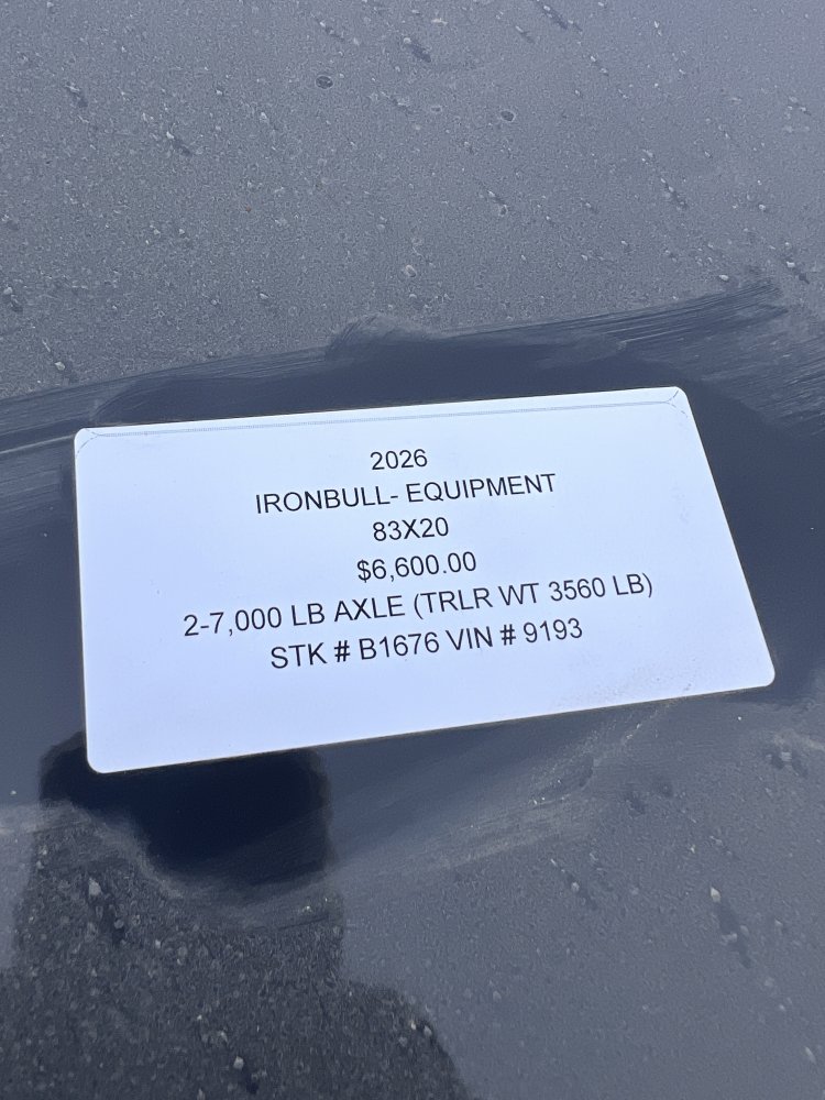 2026 IRON BULL 83X20 EQUIPMENT TRAILER W/7K AXLES, I-BEAM FRAME AND RAMPAGE RAMPS