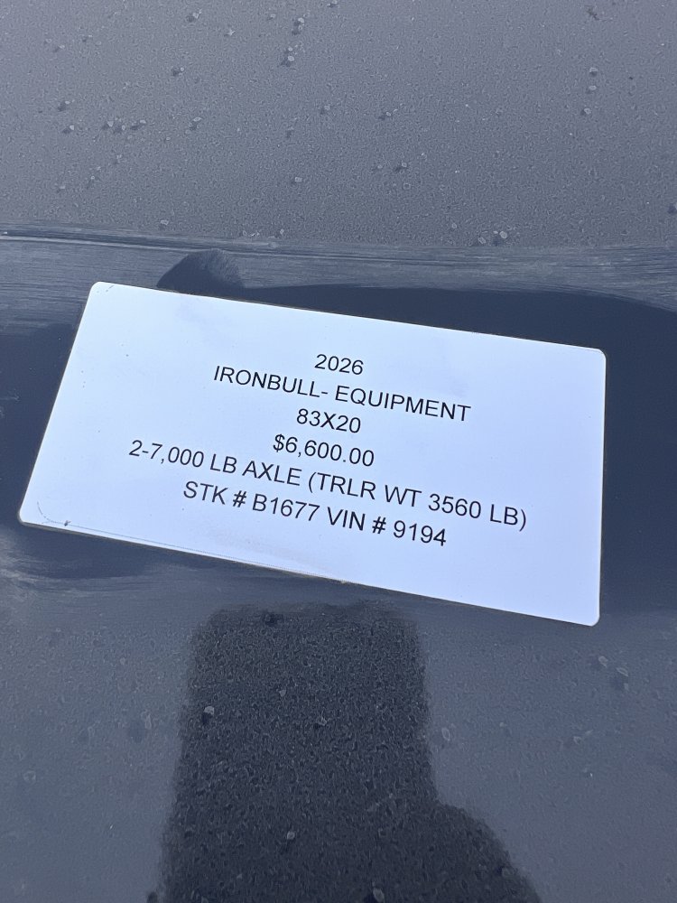 2026 IRON BULL 83X20 EQUIPMENT TRAILER W/7K AXLES, I-BEAM FRAME AND RAMPAGE RAMPS