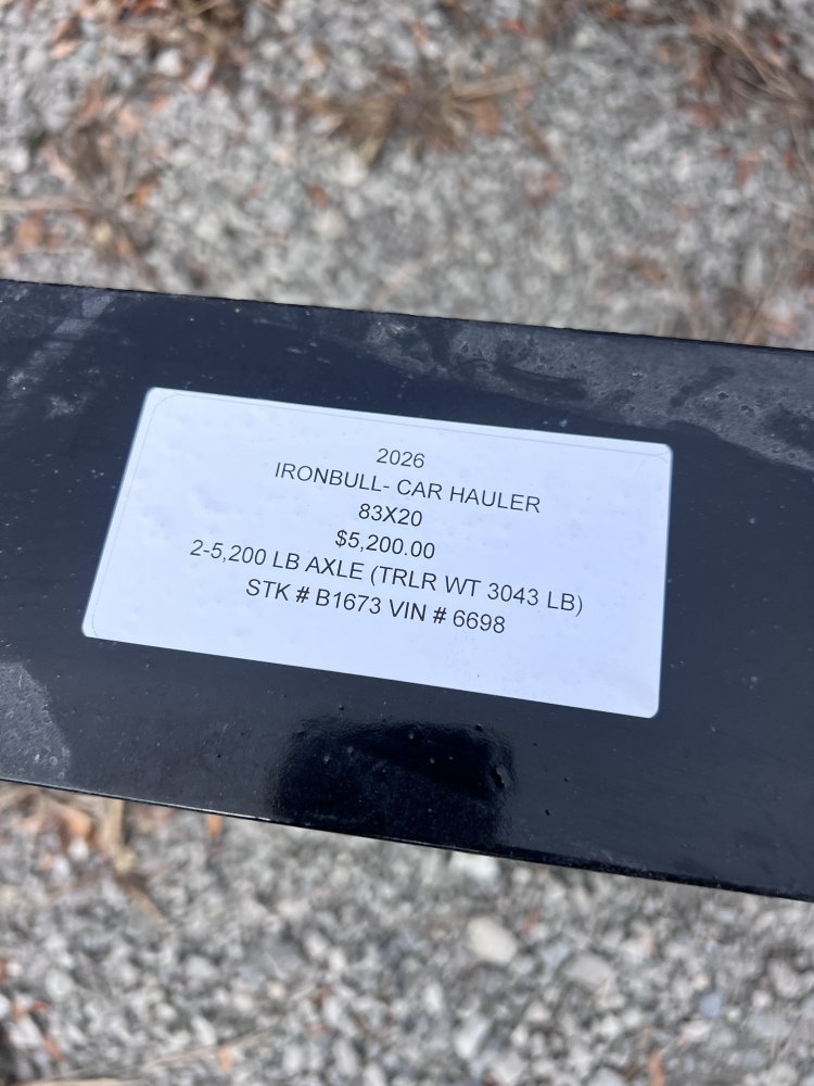 2026 IRON BULL 83X20 EQUIPMENT CAR HAULER TRAILER W/52K AXLES AND 2 BRAKES