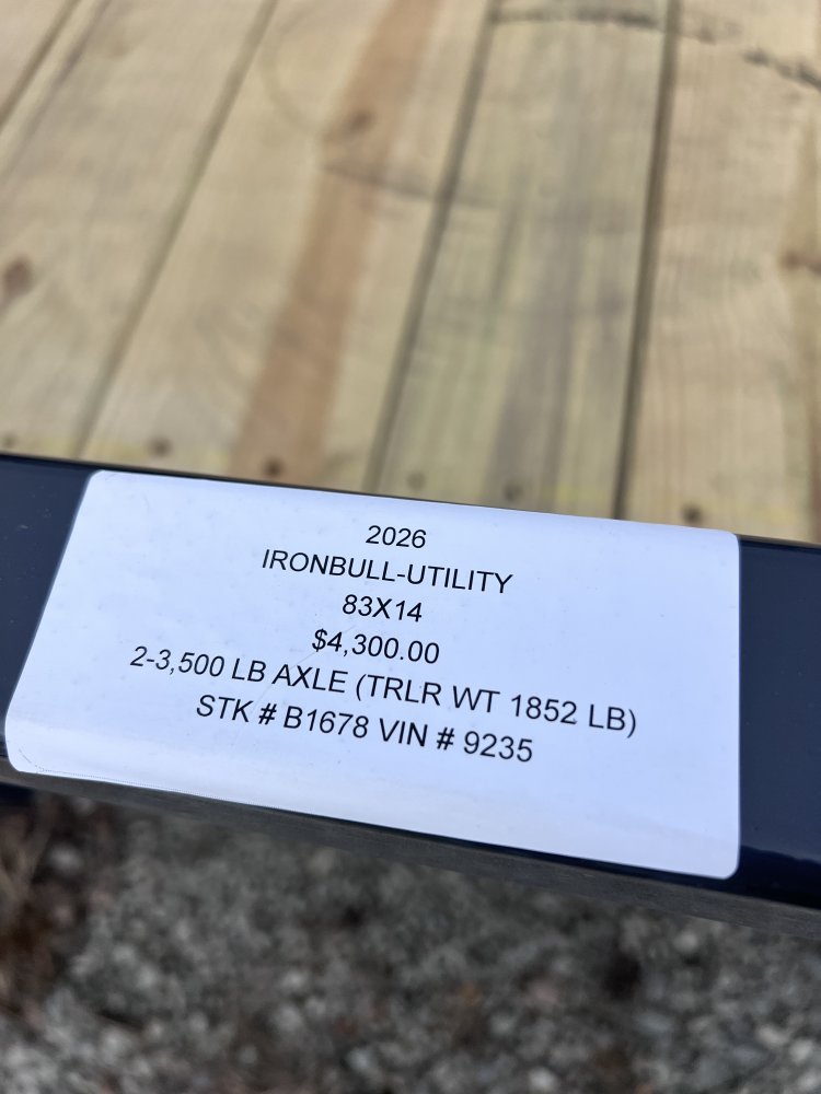 2026 IRON BULL 83X14 UTILITY TRAILER W/TANDEM AXLES AND 2 BRAKES