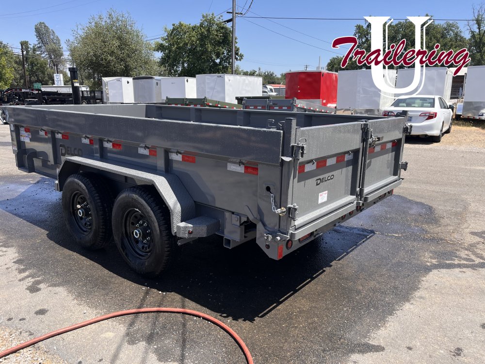 2025 Delco 7'x14' Bumper Pull 14k 8 LUG telescoping ram, gray
