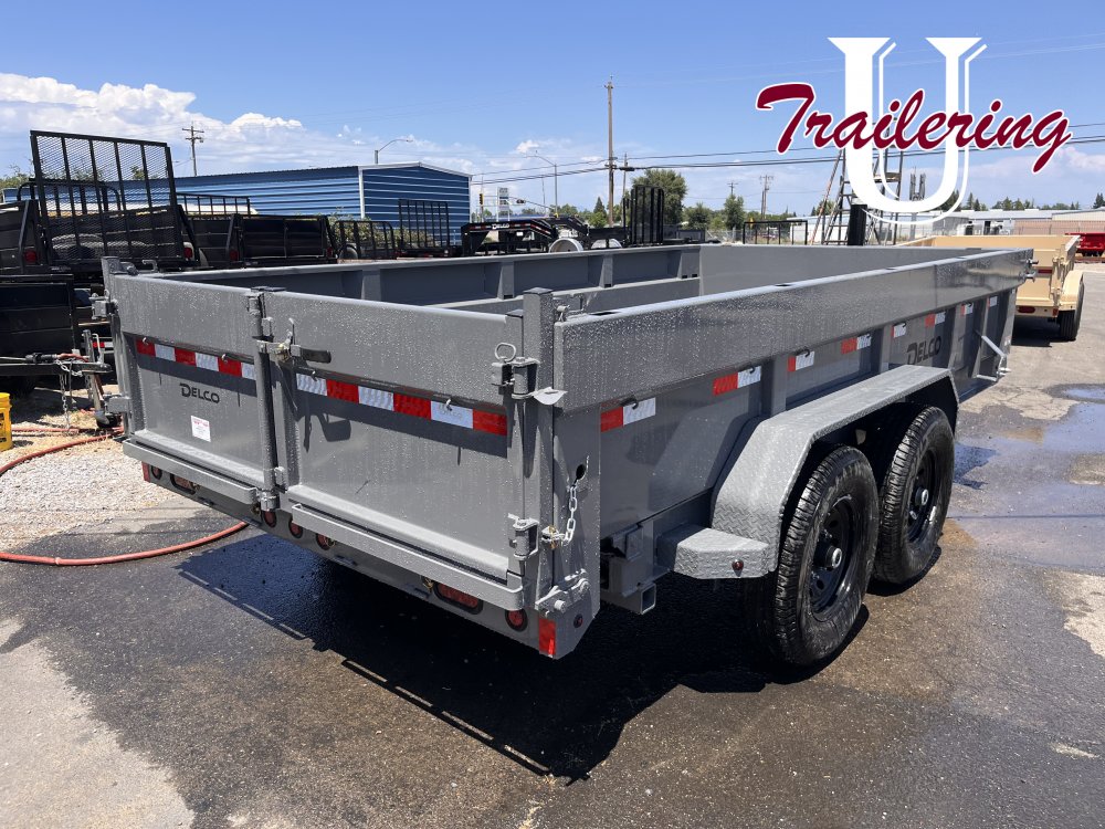2025 Delco 7'x14' Bumper Pull 14k 8 LUG telescoping ram, gray