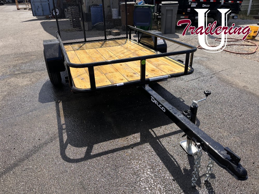 2025 5x8 delco, low rail with tip up ramp