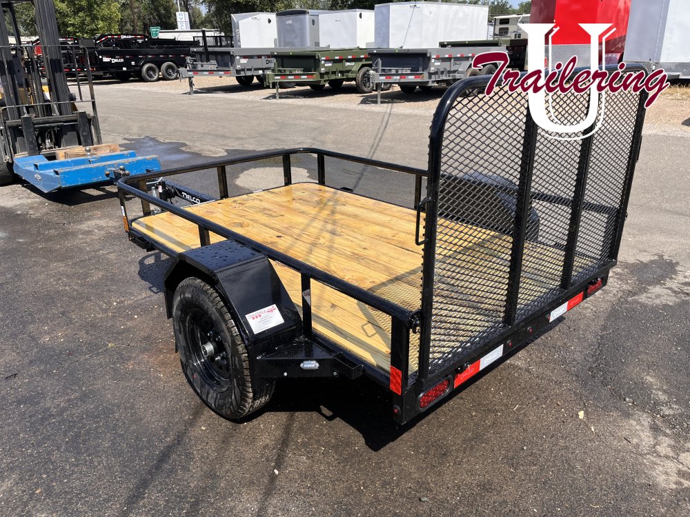 2025 5x8 delco, low rail with tip up ramp