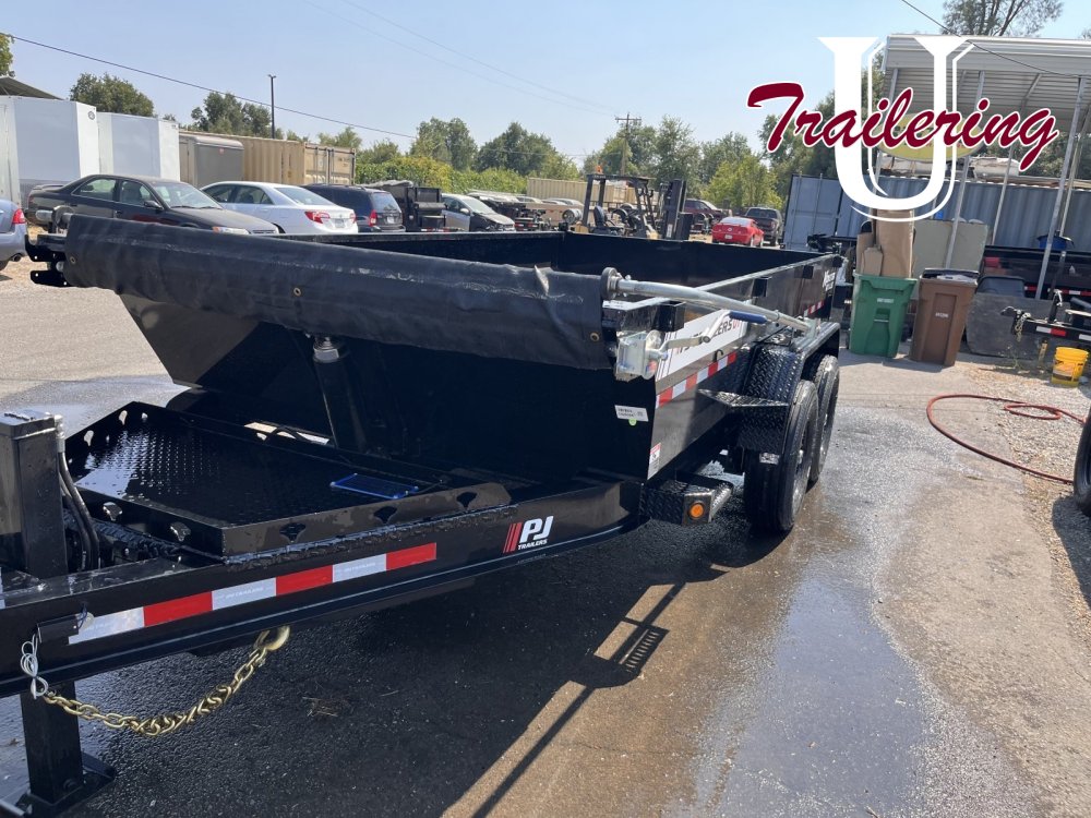 2026 PJ Trailers DL 7'x16' low pro new telescoping ram Hydraulic Jack, 14 ply, auto tarp, solar