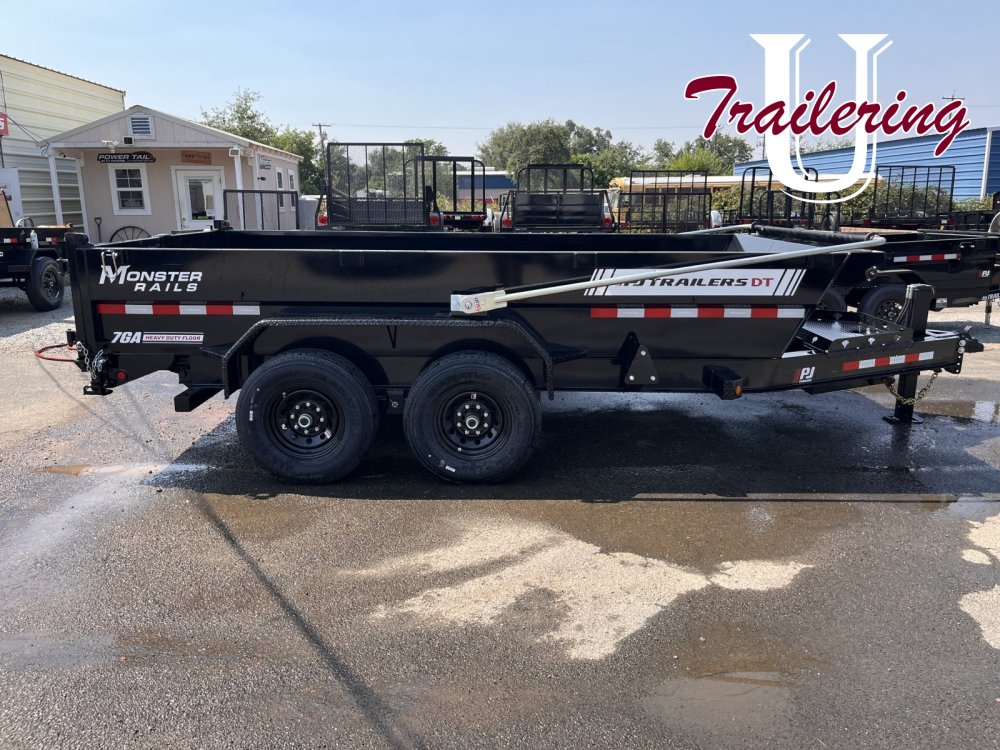 2026 PJ Trailers DL 7'x16' low pro new telescoping ram Hydraulic Jack, 14 ply, auto tarp, solar
