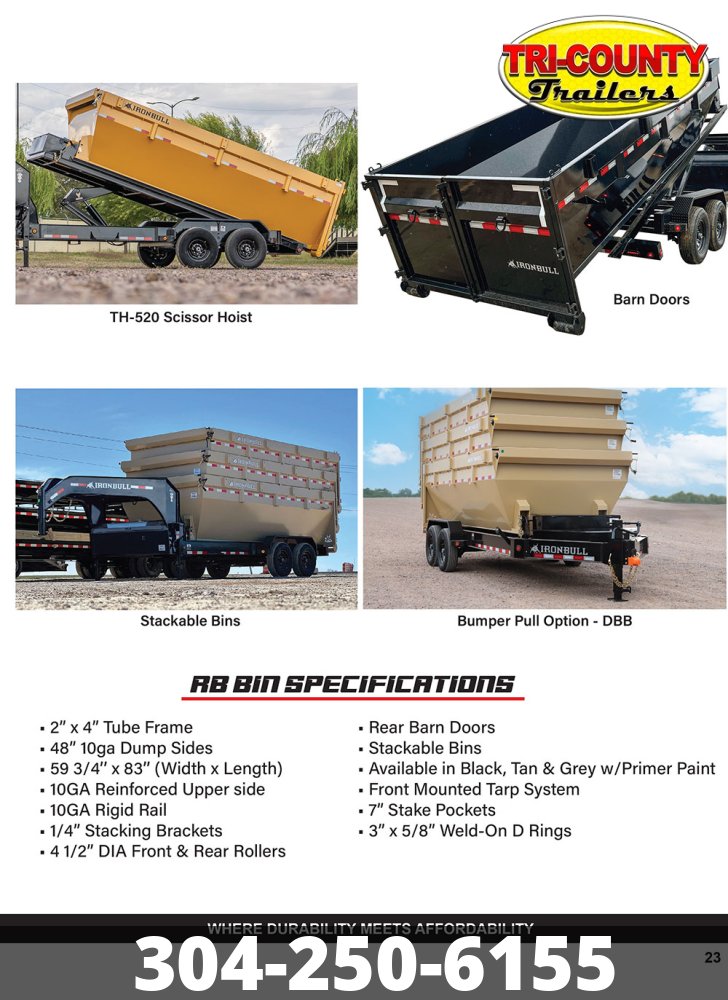 2027 IRON BULL RB 7X16 ROLL OFF BIN 4' WALL 10 GAUGE 15 CU. YRDS.