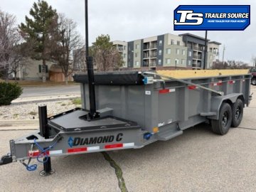 7x16 Diamond C LPT 207 Dump Trailer - 32" Sides - 15.5K GVWR - 14 Ply Tires, Board Brackets, Hydraulic Jack(s), Long Arm Tarp