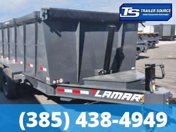 7x16 Lamar DT Dump Trailer - 48" Sides - 14K GVWR - Stabilizer Jacks, Telescopic