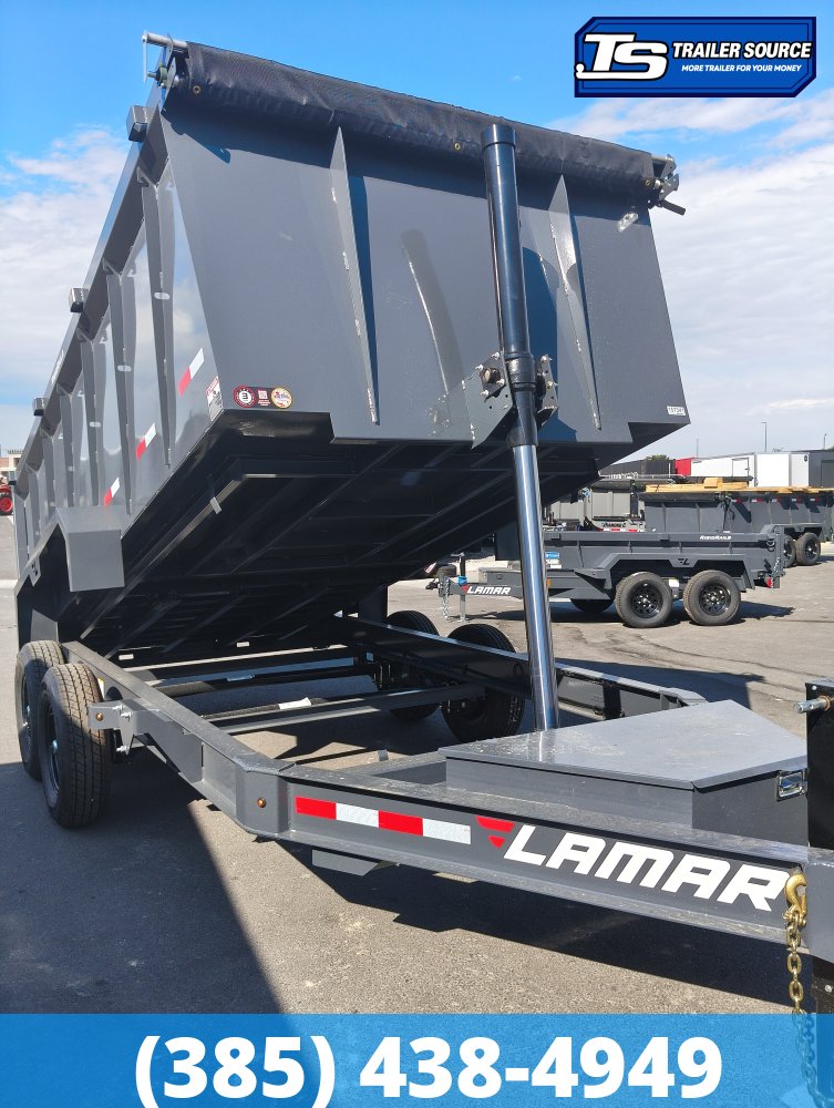 7x16 Lamar DT Dump Trailer - 48" Sides - 14K GVWR - Stabilizer Jacks, Telescopic