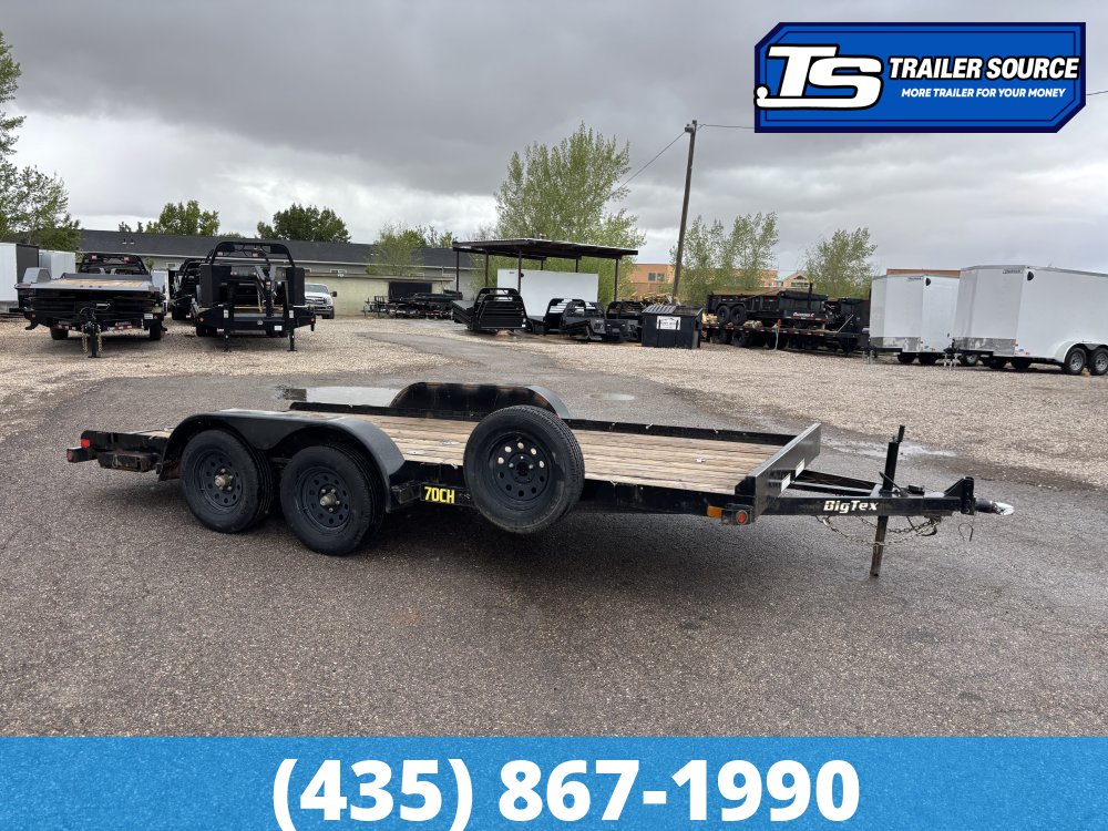 7x16 Big Tex Flatbed Car Hauler Trailer - 7K GVWR - Spare Tire