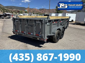 7x14 Diamond C LPT 207 Dump Trailer - 32" Sides - 15.5K GVWR - 14 Ply Tires, Board Brackets, Long Arm Tarp
