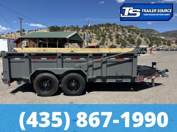 7x14 Diamond C LPT 207 Dump Trailer - 32" Sides - 15.5K GVWR - 14 Ply Tires, Board Brackets, Long Arm Tarp