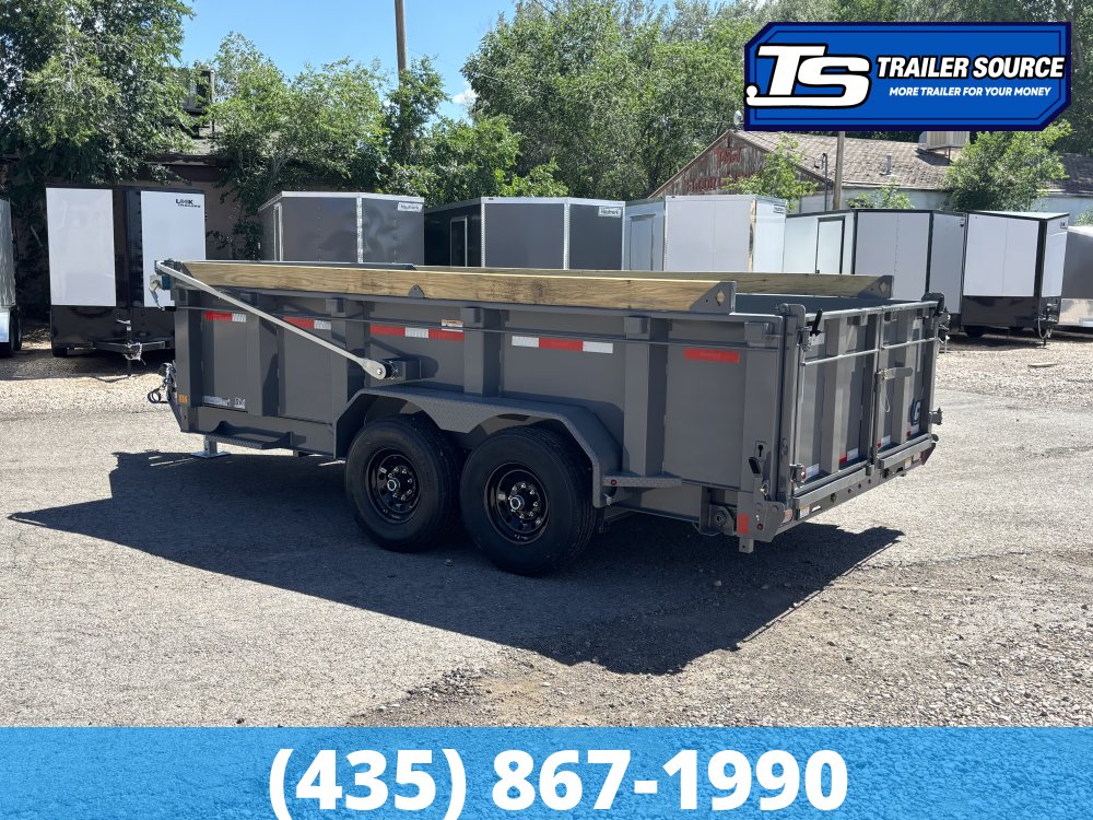 7x14 Diamond C LPT 207 Dump Trailer - 32" Sides - 15.5K GVWR - 14 Ply Tires, Board Brackets, Long Arm Tarp