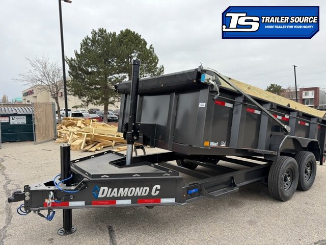 7x14 Diamond C LPT 207 Dump Trailer - 32" Sides - 15.5K GVWR - 14 Ply Tires, Board Brackets, Hydraulic Jack(s), Long Arm Tarp