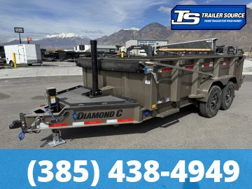 7x14 Diamond C LPT 207 Dump Trailer - 32" Sides - 15.5K GVWR - 14 Ply Tires, Long Arm Tarp